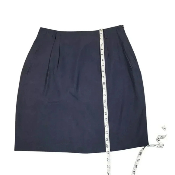 Preview Collection 100% Silk Knee Length Skirt Size 12 Side Zipper Belt Loops - Picture 6 of 7